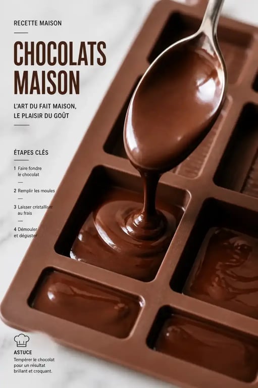 Remplissage d'un moule en silicone pour recette de petit chocolat maison facile