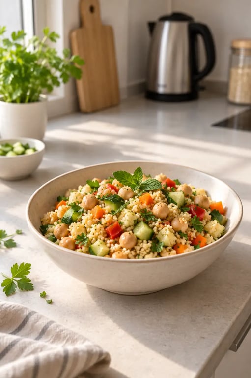 Recettes étudiantes faciles : semoule aux pois chiches sans cuisson