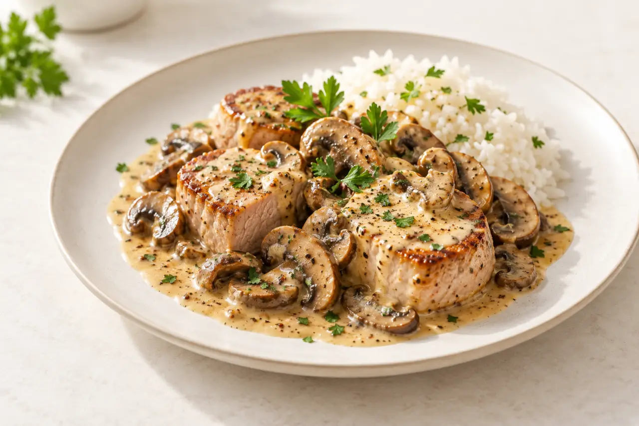 Filets mignons Cookeo à la moutarde et aux champignons dans une sauce crémeuse