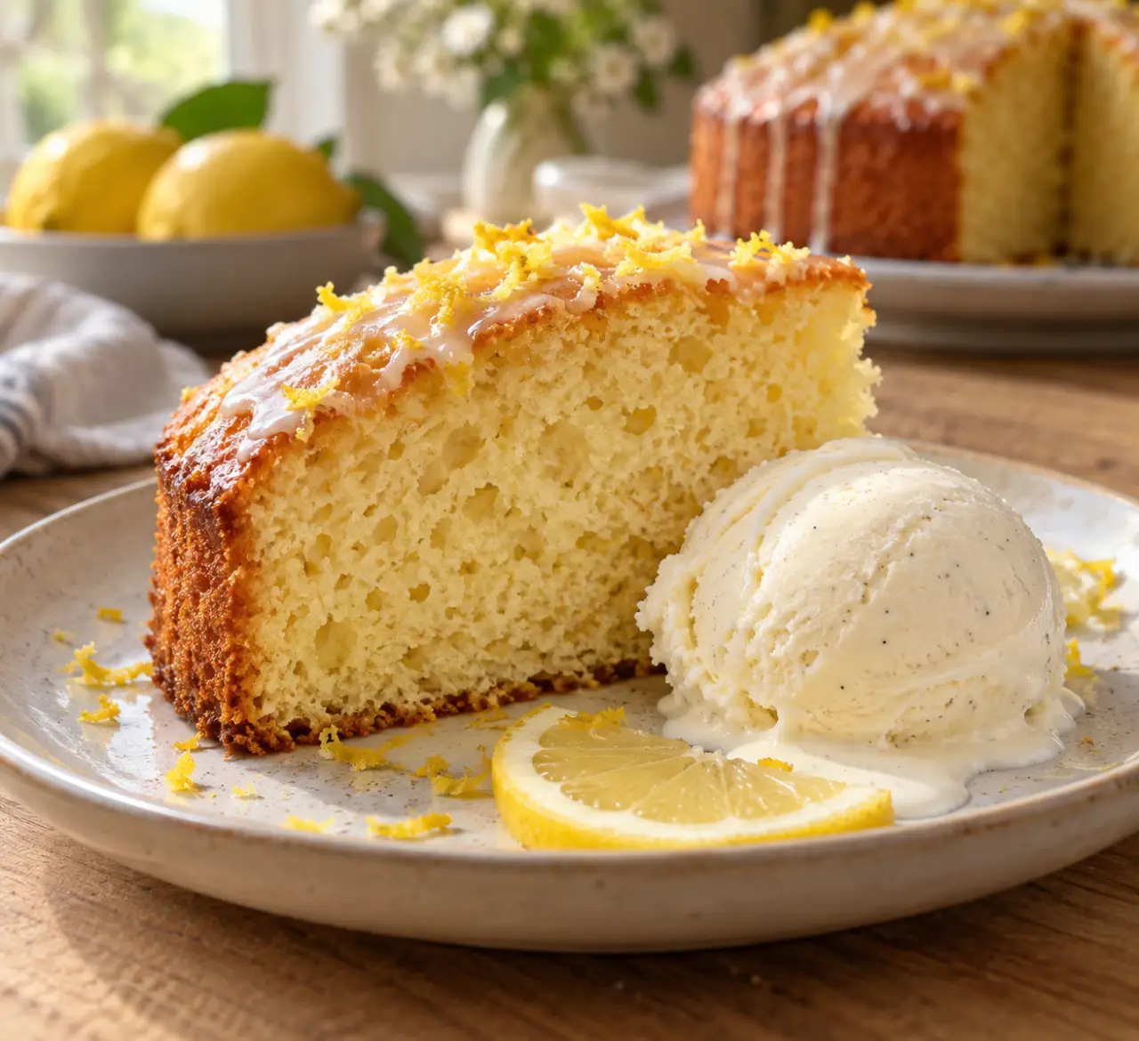 Une mie aérienne avec une glace : le gâteau citronné cuit à 180 °C en 20 minutes