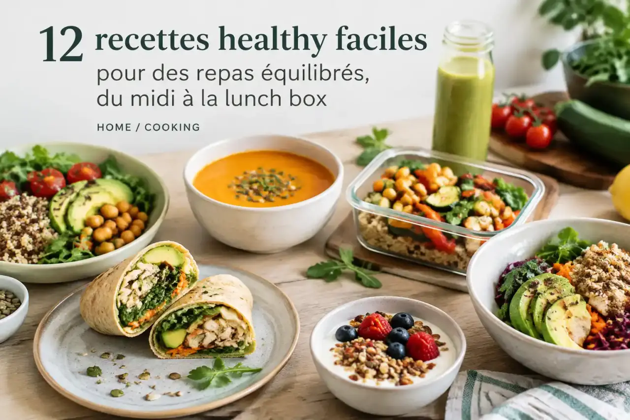 12 recettes healthy faciles pour des repas équilibrés, du midi à la lunch box