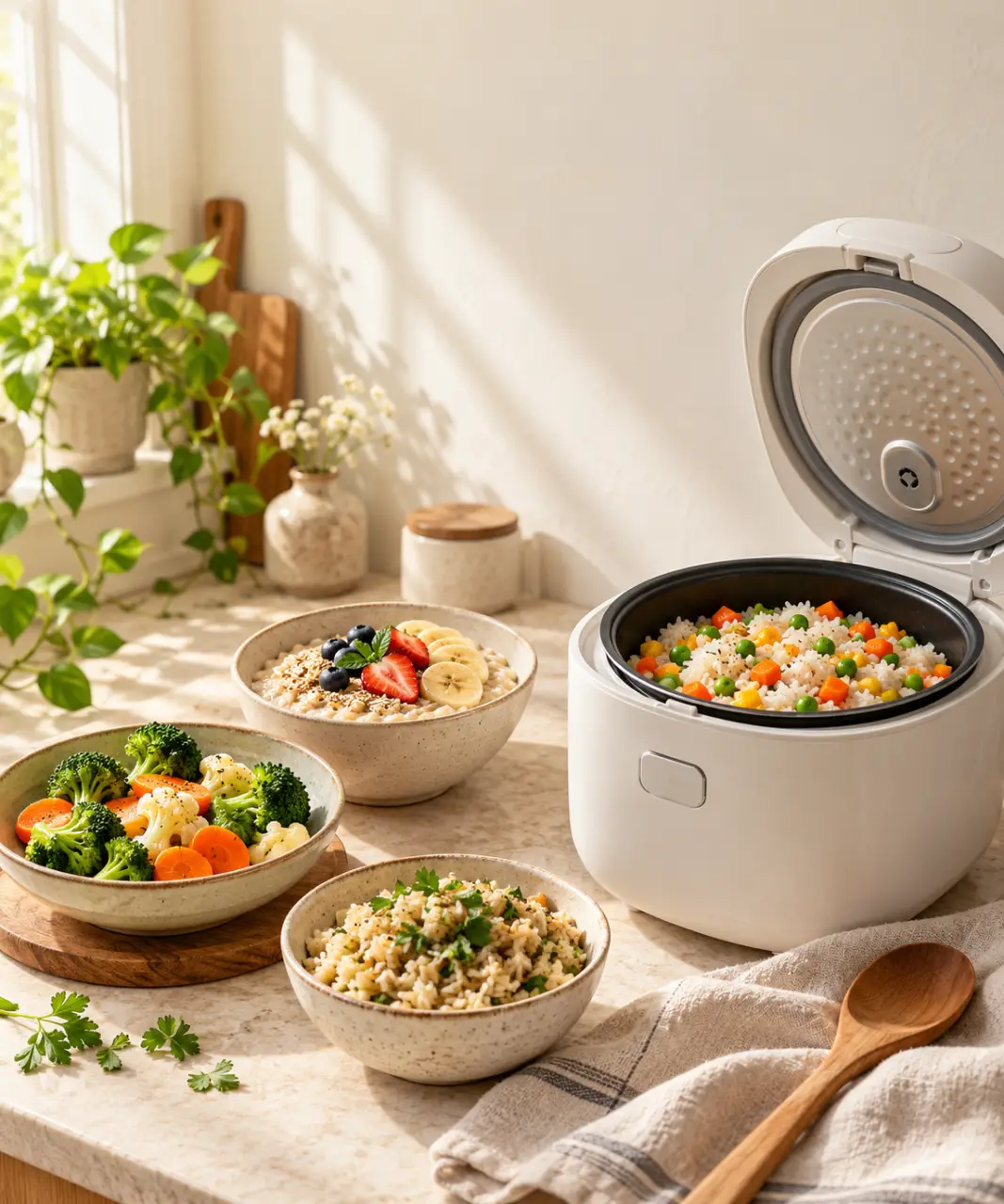 Recettes au cuiseur à riz : 4 plats faciles, du riz aux légumes au porridge