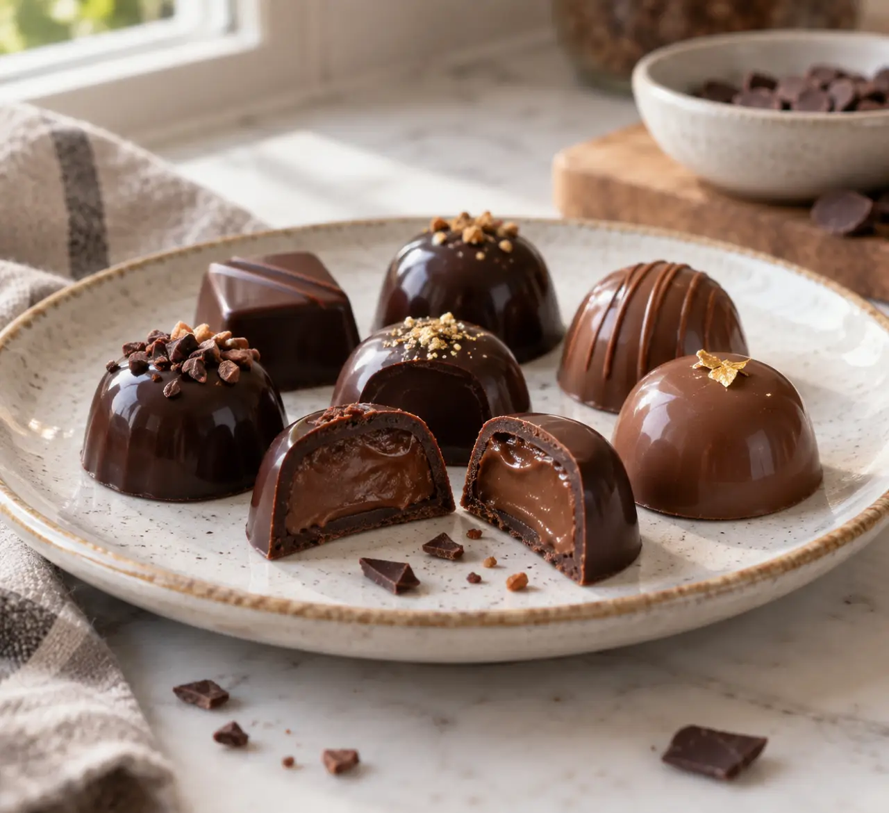 Des chocolats fourrés maison à coque fine, brillants et sans débordement