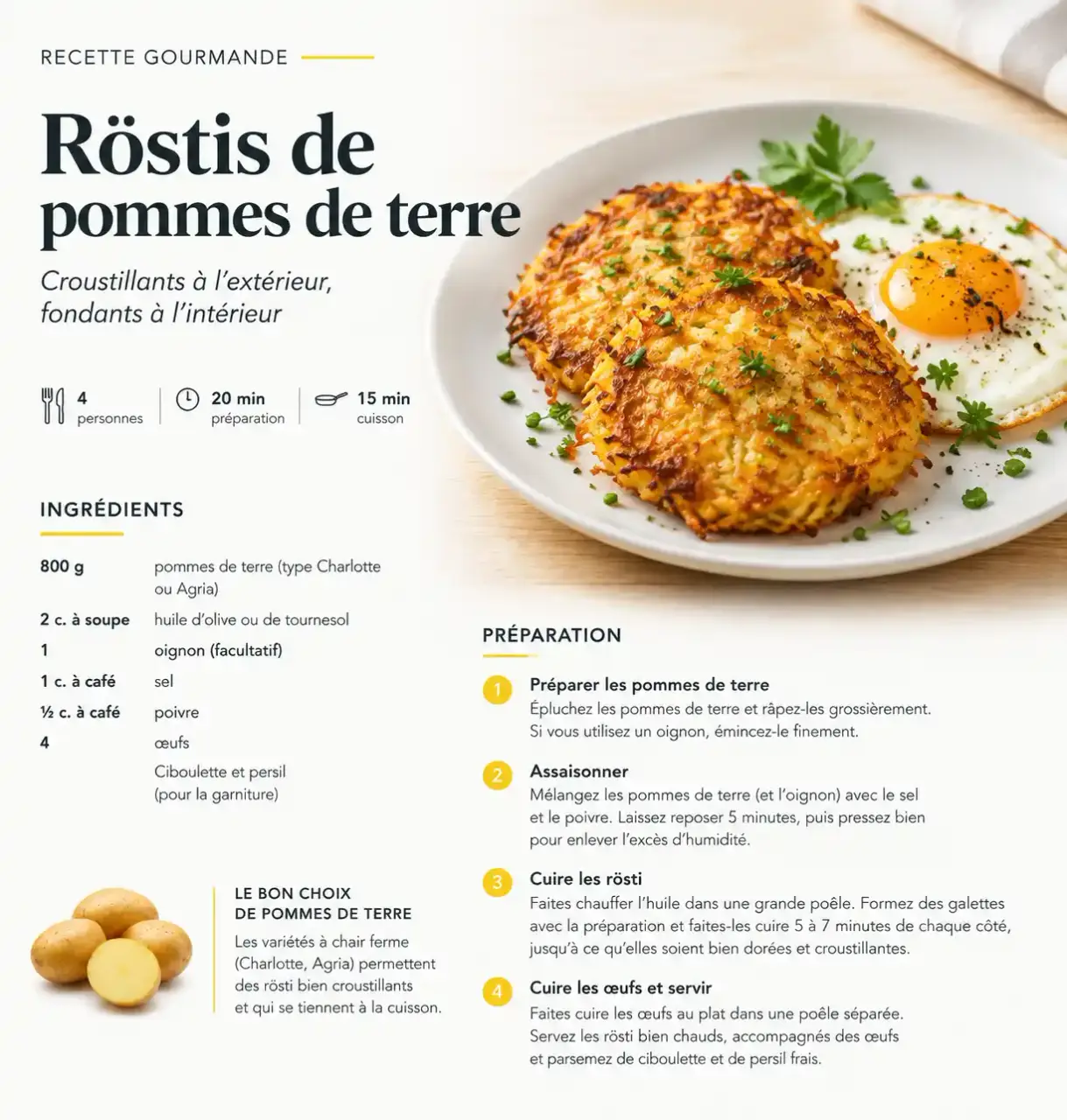 Röstis croustillants, une recette avec pomme de terre cuite à base de restes