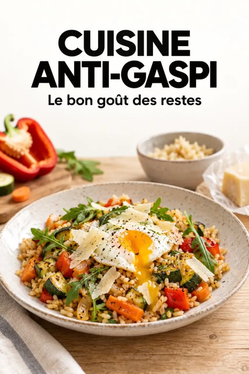 Reste frigo recette anti-gaspi avec légumes, riz, œuf et fromage