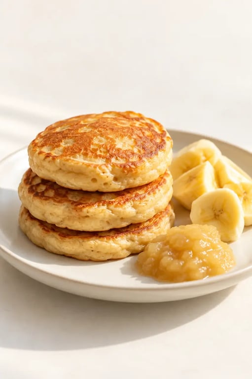 Pancake bébé moelleux sans sucre ajouté avec banane et compote