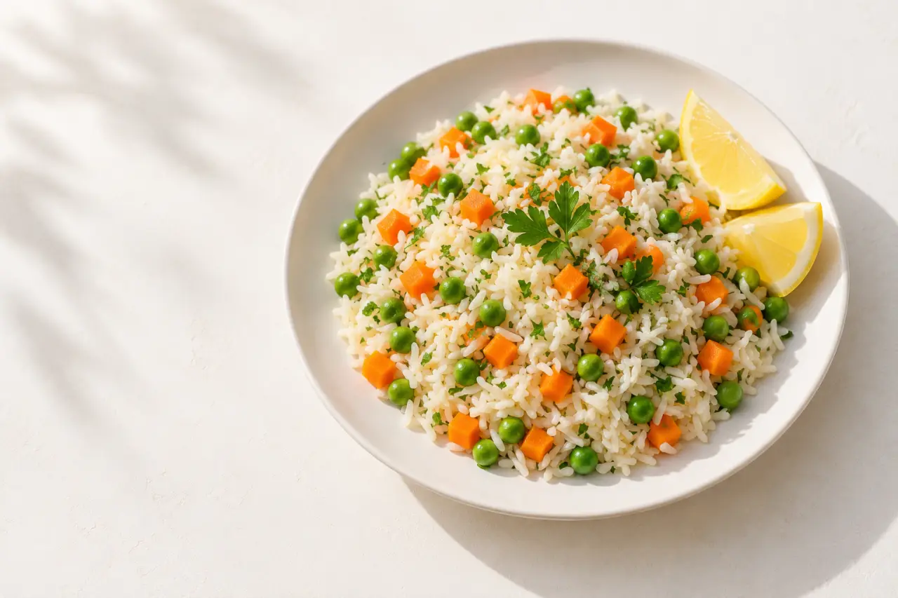 Recettes cuiseur riz : riz aux petits pois, carotte et citron