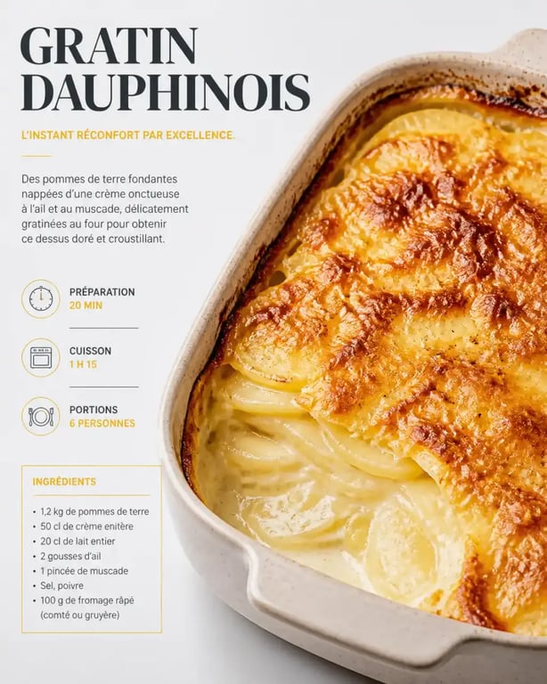 Gratin dauphinois avec croûte dorée réalisé avec des recettes avec extra crisp
