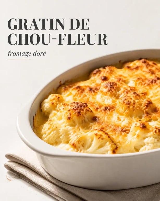 Recettes gourmandes et faciles : gratin de chou-fleur au fromage doré et fondant dans un plat familial