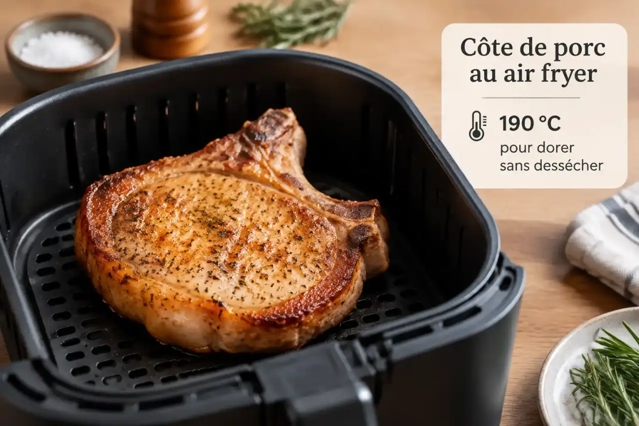 Côte de porc au air fryer : 190 °C pour dorer sans dessécher