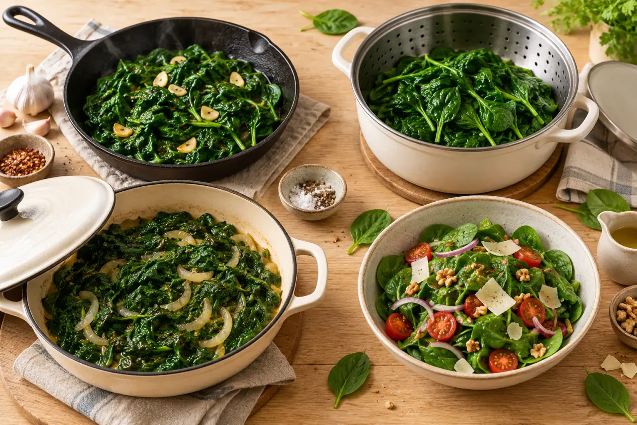 Recettes avec épinards frais : 4 façons de les cuisiner sans excès d’eau