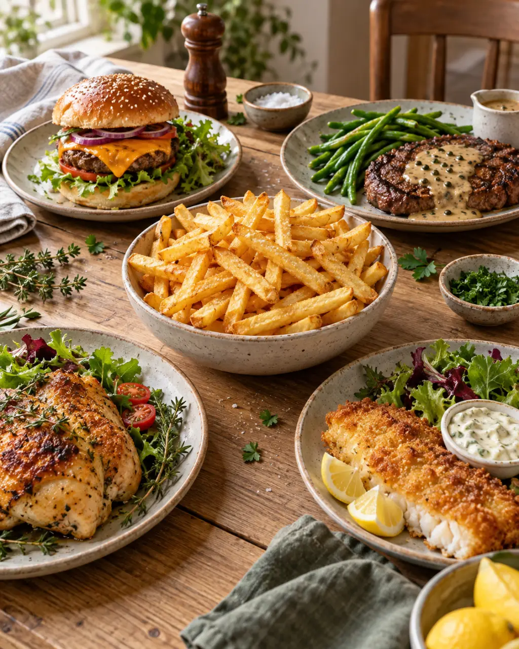 Repas avec des frites : 150 g par personne et 4 associations gourmandes