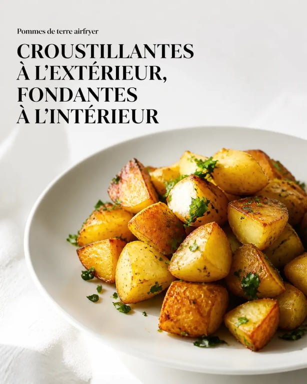 Pommes de terre sautées au airfryer dorées et croustillantes sur assiette