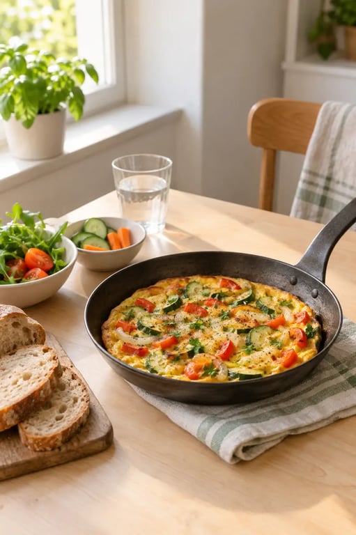 Recettes étudiantes faciles : omelette aux légumes à la poêle