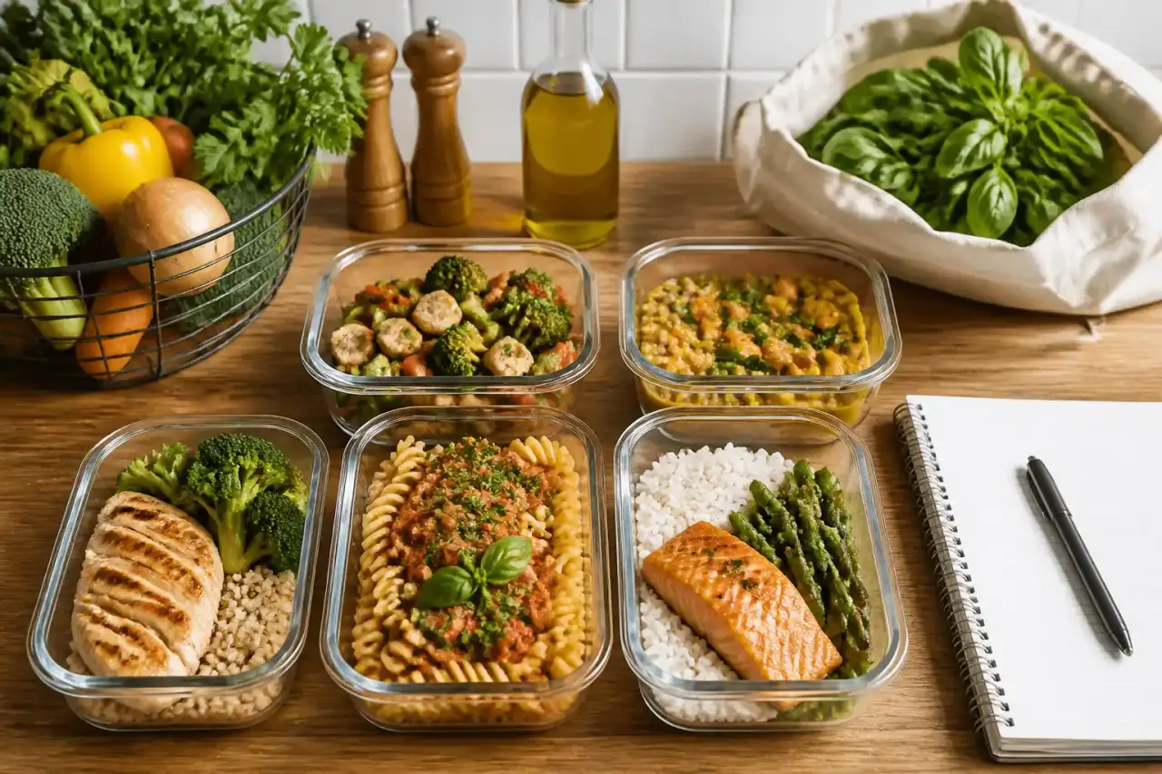 Cuisine lumineuse avec légumes frais et tablette de planification des repas